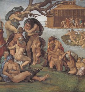 Ceiling of the Sistine Chapel: Genesis, Noah 7-9: The Flood, right view