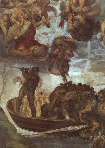 Last Judgement, detail of the Boatman Charon  1536-41