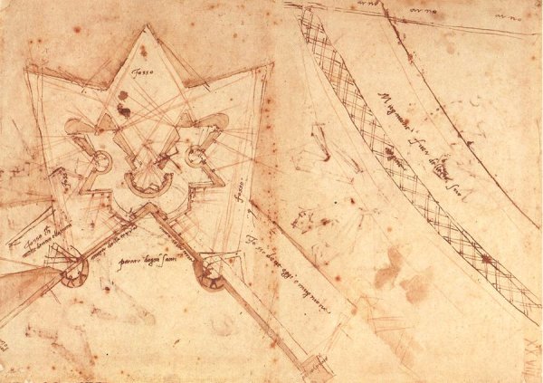 Sketch of fortifications of Porta del Prato in Florence  (ground floor plan)