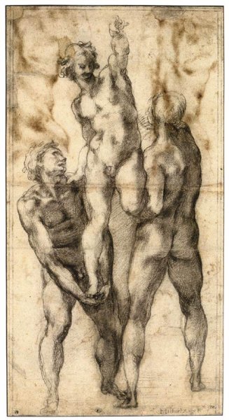 Group of Three Male Nudes (recto)