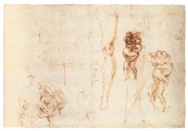 Studies of Two Wrestlers and Other Studies (recto)